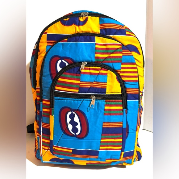 African ankara unisex handmade geometric backpack - Picture 1 of 4